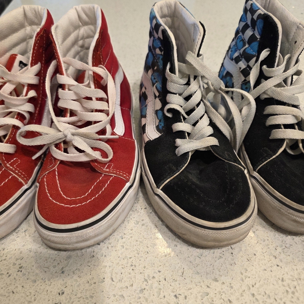 Vans Kids Red and Black High-Top Sneakers